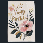 Rosa Blommigt Best Friends Photo Birthday<br><div class="desc">Rosa Blommigt Best Friends Photo Birthday Medium Gift Bag</div>