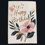 Rosa Blommigt Best Friends Photo Birthday<br><div class="desc">Rosa Blommigt Best Friends Photo Birthday Medium Gift Bag</div>
