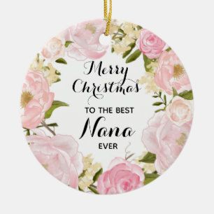 Rosa Blommigt Best Grandma All Personlig Julgransprydnad Keramik