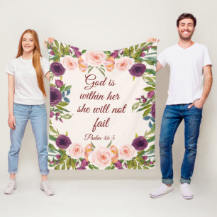  Rosa Blommigt Bible Verse God inom hennes gränser Fleecefilt