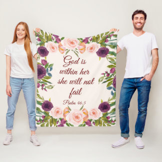  Rosa Blommigt Bible Verse God inom hennes gränser Fleecefilt