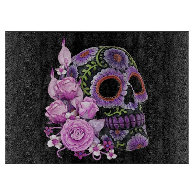 Rosa Blommigt Black Sugar Skull Day of the dead (Framsidan)