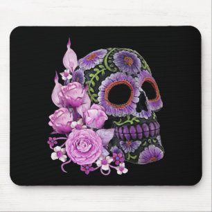 Rosa Blommigt Black Sugar Skull Day of the dead Musmatta