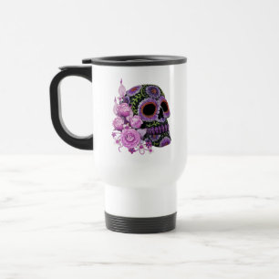 Rosa Blommigt Black Sugar Skull Day of the dead Resemugg