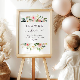  Rosa Blommigt Blankett Pub Poster
