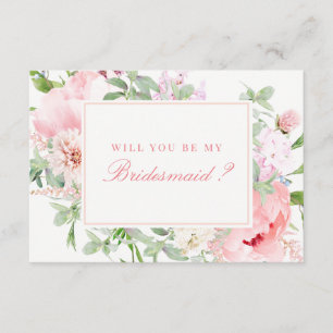 Rosa Blommigt, blir du min Bridesmaid Inbjudningar