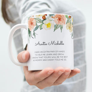 Rosa Blommigt blir du min gudmor Frieri Kaffemugg