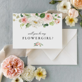  rosa blommigt, blir du mitt blomsterkort inbjudan vykort