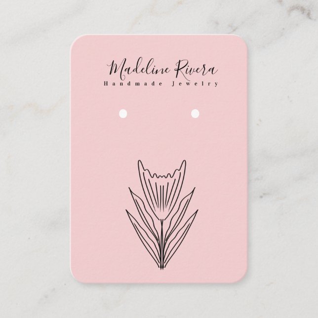 Rosa Blommigt Blomhandsformat kort för Visning vid (Framsida)