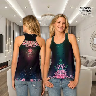 Rosa blommigt blommar blankt Kvinnos Tanktop