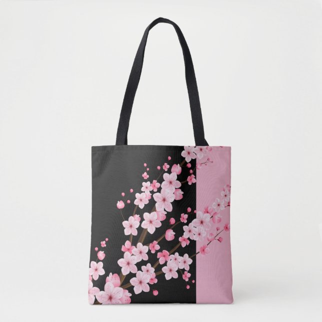 Rosa Blommigt Blommars Black & Rosa Towel Tygkasse (Framsida)