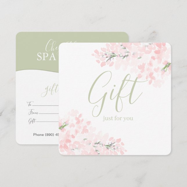 Rosa Blommigt Blommars Gift-certifikat (Fram/baksida)