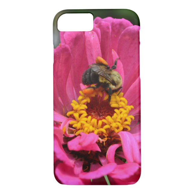 Rosa blommigt Blommor Zinnia Bumble honungsbin Case-Mate iPhone Skal (Baksida)