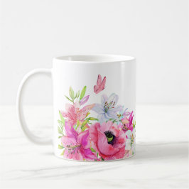 Rosa blommigt-blomning kaffemugg