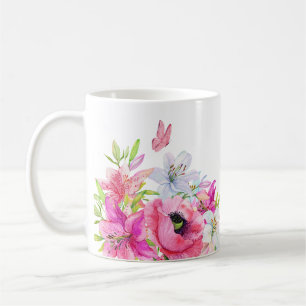 Rosa blommigt-blomning kaffemugg