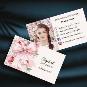 Rosa blommigt blomster qr-kod social-mediefoto visitkort