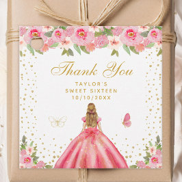 Rosa Blommigt Blonde Hair Girl Sweet sixteen Gåvor Etiketter