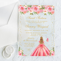 Rosa Blommigt Blonde Hair Princess Sweet sixteen