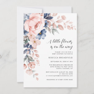 Rosa Blommigt Bloom Baby Shower Inbjudningar