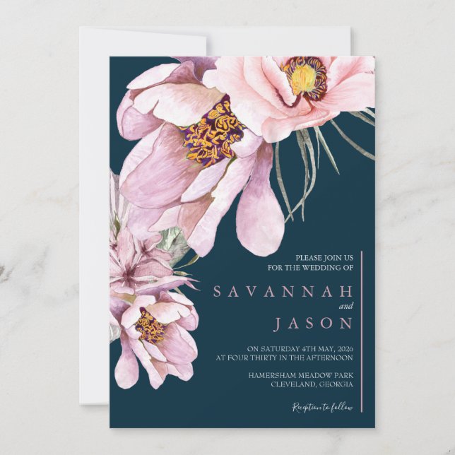 Rosa Blommigt Bloom Solros Bröllopsinbjudan Inbjudningar (Framsida)