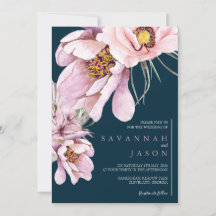 Rosa Blommigt Bloom Solros Bröllopsinbjudan