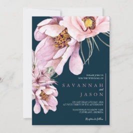 Rosa Blommigt Bloom Solros Bröllopsinbjudan Inbjudningar