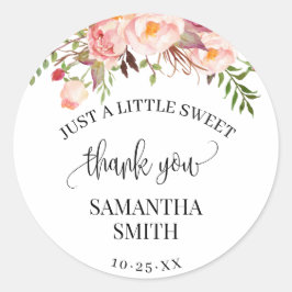 Rosa Blommigt Boho Chic Baby Shower Party-partiför Runt Klistermärke