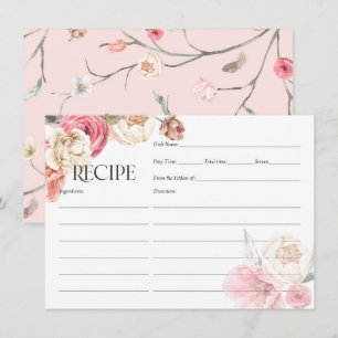 rosa blommigt boho chic möhippa Recept Card