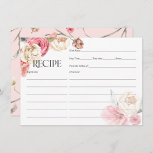 rosa blommigt boho chic möhippa Recept Card