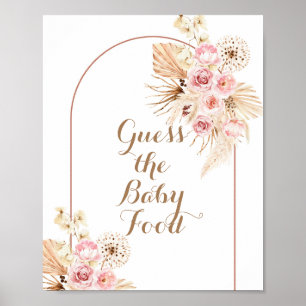 Rosa Blommigt Boho Pampas Gissa livsmedelsskylten Poster