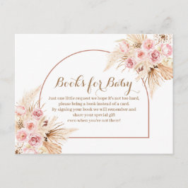 Rosa Blommigt Boho Pampas Grass Bokar för baby Inbjudan Vykort