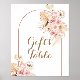 Rosa Blommigt Boho Pampas Grass Gifts Bord-tecken Poster