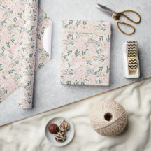 Rosa Blommigt Boho Wrapping Papper