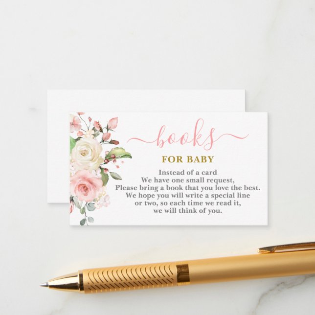 Rosa Blommigt Bokar för Baby Card Tilläggskort (Fram/Back In Situ)