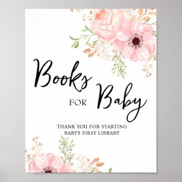Rosa Blommigt Bokar för Baby-tecken Poster