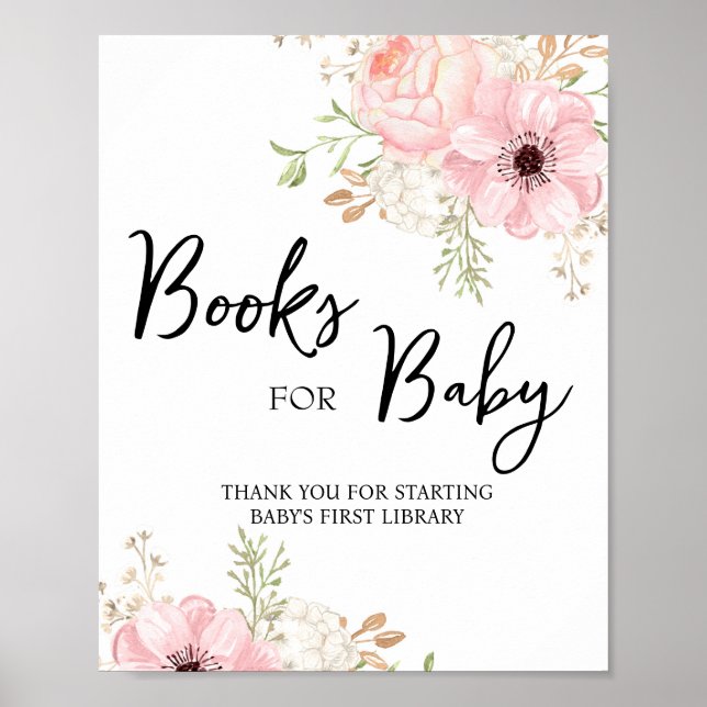 Rosa Blommigt Bokar för Baby-tecken Poster (Framsidan)