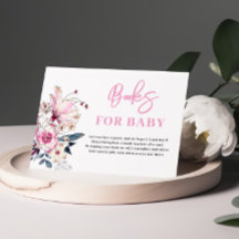 Rosa Blommigt Bokar för babyvykort