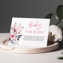Rosa Blommigt Bokar för babyvykort Tilläggskort