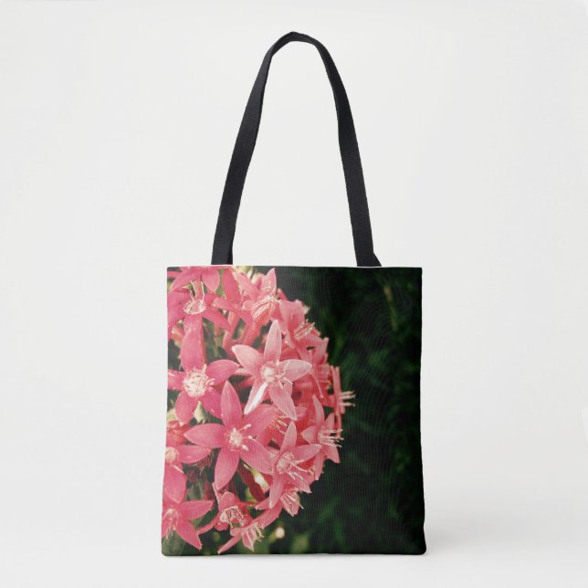 Rosa blommigt bokek tygkasse (Framsida)