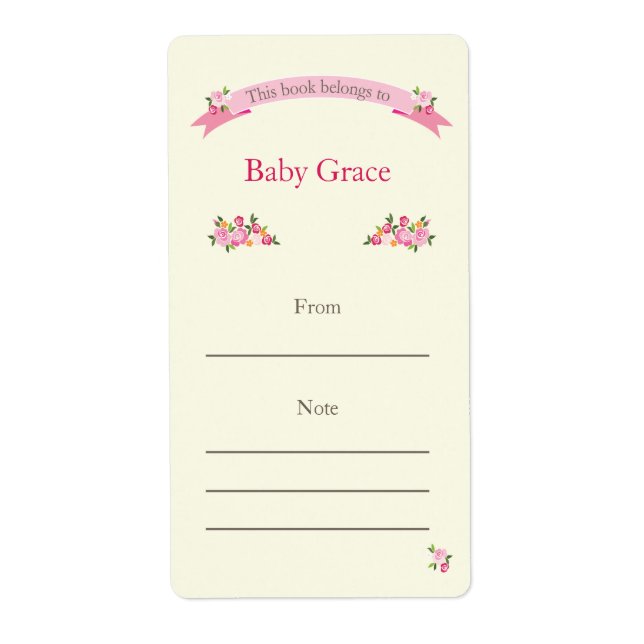 Rosa Blommigt bokmärke Fraktsedel (Framsidan)