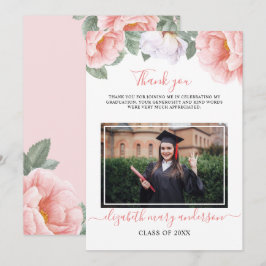 Rosa Blommigt Botaniska vattenfärgen Studenten Tack Kort