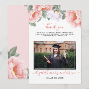 Rosa Blommigt Botaniska vattenfärgen Studenten Tack Kort