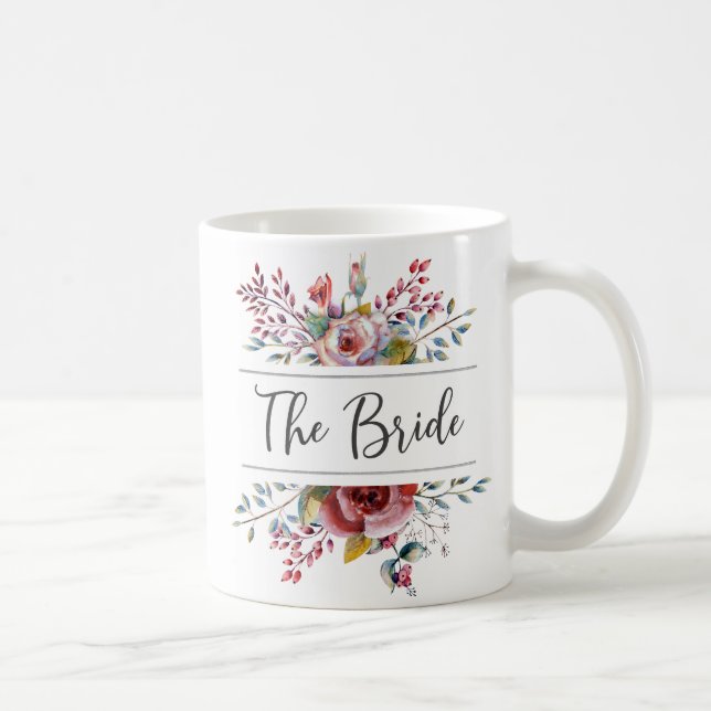  Rosa Blommigt Bouquet Bride Coffee Mugg (Höger)