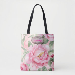 Rosa Blommigt Bouquet Bröllop Bridesmaid Tygkasse