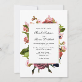 Rosa Blommigt Bouquet Bröllop Inbjudningar