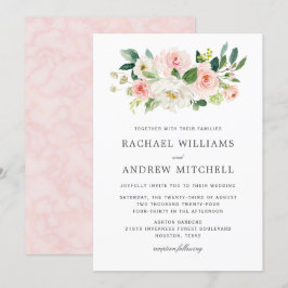  Rosa Blommigt Bouquet Bröllop Inbjudningar