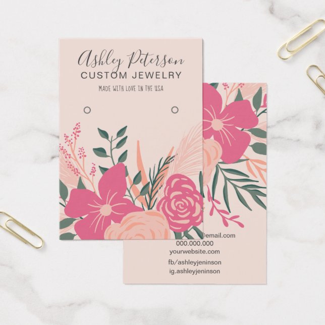 Rosa blommigt bouquet chic visning av pastellörise visitkort (Kontor)