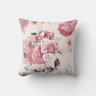 Rosa Blommigt Bouquet Kudde