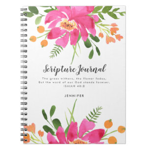 Rosa Blommigt Bouquet Personlig Scripture Journal Anteckningsbok