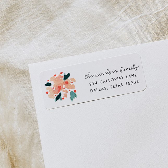 Rosa Blommigt Bouquet-Returetiketter Returadress Etikett (Pink watercolor floral bouquet return address label.)